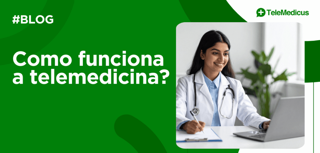 Médica realizando atendimento online pelo computador em plataforma digital de saúde, exemplo prático de como funciona a telemedicina.